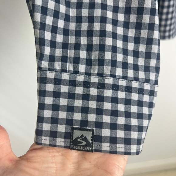 Storm Creek Men's Influencer Blue White Gingham Woven Shirt UPF30+ Stretch Sz XL - Picture 6 of 9